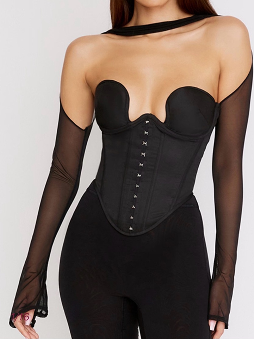 House of CB Mina Corset Top with Sheer Sleeves